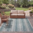 thumbnail image 3 of SAFAVIEH Courtyard Robert Striped Indoor/Outdoor Area Rug, 6'7" x 9'6", Light Grey/Teal, 3 of 10