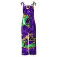 thumbnail image 5 of QATAINLAV Loose Fit Cotton Linen Jumpsuits for Women Mardi Gras Sleeveless Adjustable Straps Overalls Carnival Print One Piece Pants Festival Outfits Multicolor XXL, 5 of 6