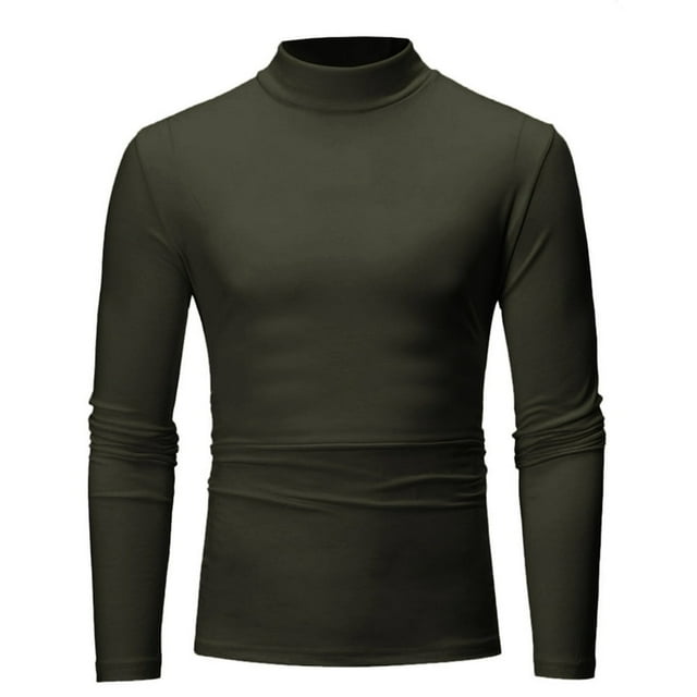 Chandail à Col Montant Uni pour Homme à Manches Longues, Coupe Ajustée, Chandail de Base, Chandail de Base, Articles en Solde