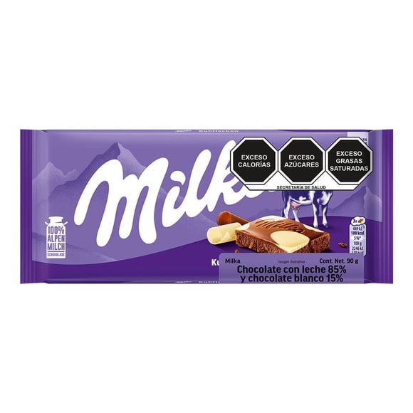 Chocolate con leche Milka y chocolate blanco 90 g