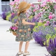 thumbnail image 5 of FORMRS Girls Short Sleeve Dress Summer Casual Round Neck A-line Beach Sundress, Sizes 2T-8T, Abstract Water Lilies Pattern, 5 of 8