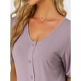 thumbnail image 4 of Unique Bargains Womens Modal Nightshirt Soft Button Down Short Sleeve Nightgown, 4 of 5