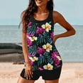 thumbnail image 4 of Women's Printed Tankini Set Modest High Waisted Two Piece Swimwear Strappy Back Coverage Swim Dress Tummy Control for Resort & Hot Spring, 4 of 6