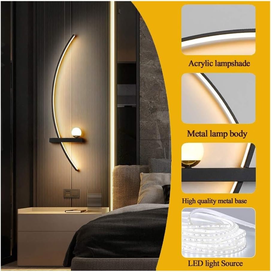 Modern LED Wall Sconces Set of 2, Linear Wall Lights, 3 Color Changing Metal Wall Light Fixture, Hardwired for Living Room, Bedroom, Hallway(55cm)