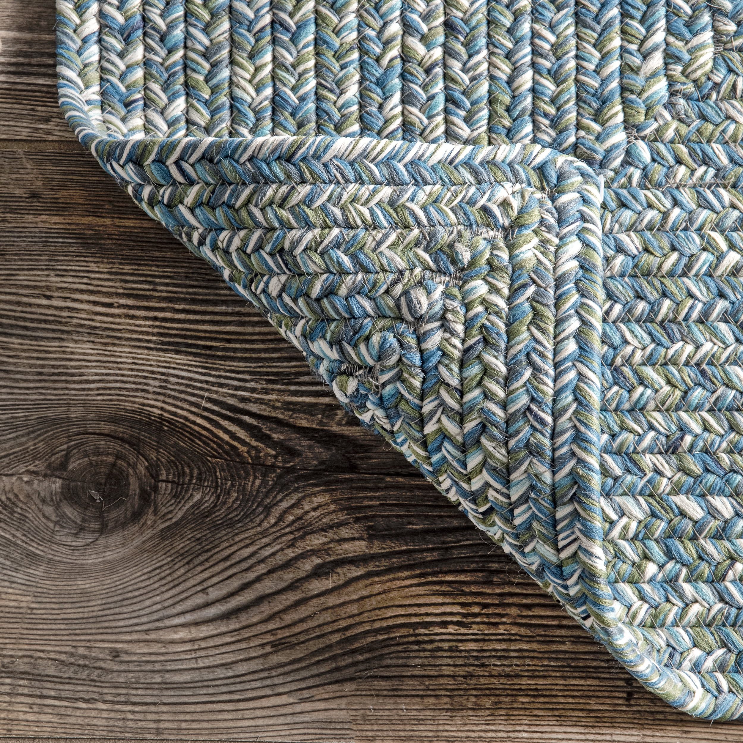 nuLOOM Wynn Braided Indoor/Outdoor Aqua 5' x 8' Casual Area Rug
