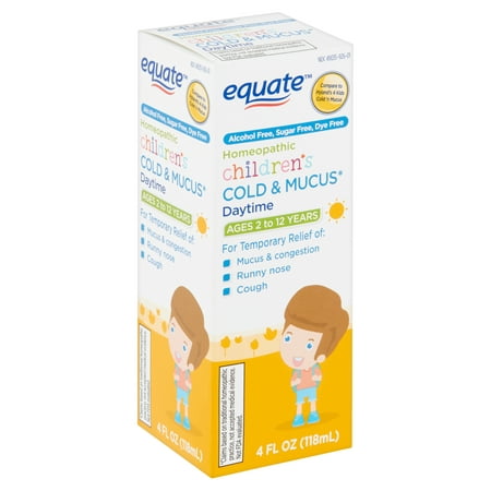 Equate Homeopathic Children's Daytime Cold & Mucus Liquid, Ages 2 to 12 Years, 4 fl (Best Medicine For Cold For 2 Year Olds)