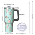thumbnail image 2 of 40oz Pioneer Flower Floral Print Pattern Insulated Tumbler with Handle, BPA-Free Leak Proof Lid and Straws, Double Wall Vacuum, Hot 12h/Cold 34h, 2 of 6