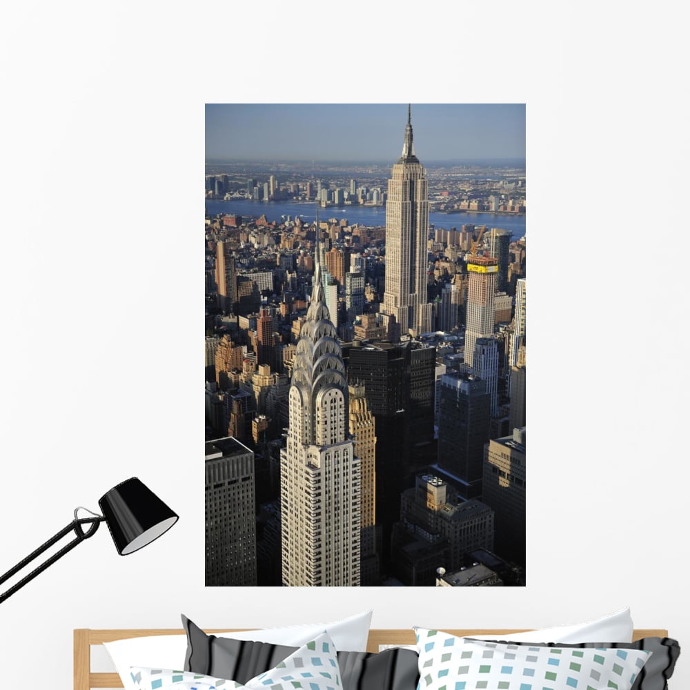 Aerial New York Skyline Wall Mural by Wallmonkeys Peel and Stick ...