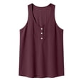 thumbnail image 6 of Babysbule Women's Sleeveless V Neck Button Tank Top Cotton Crinkle Fabric Loose Casual Summer Blouse for Daily Wear Dating Vacation Work, 6 of 7