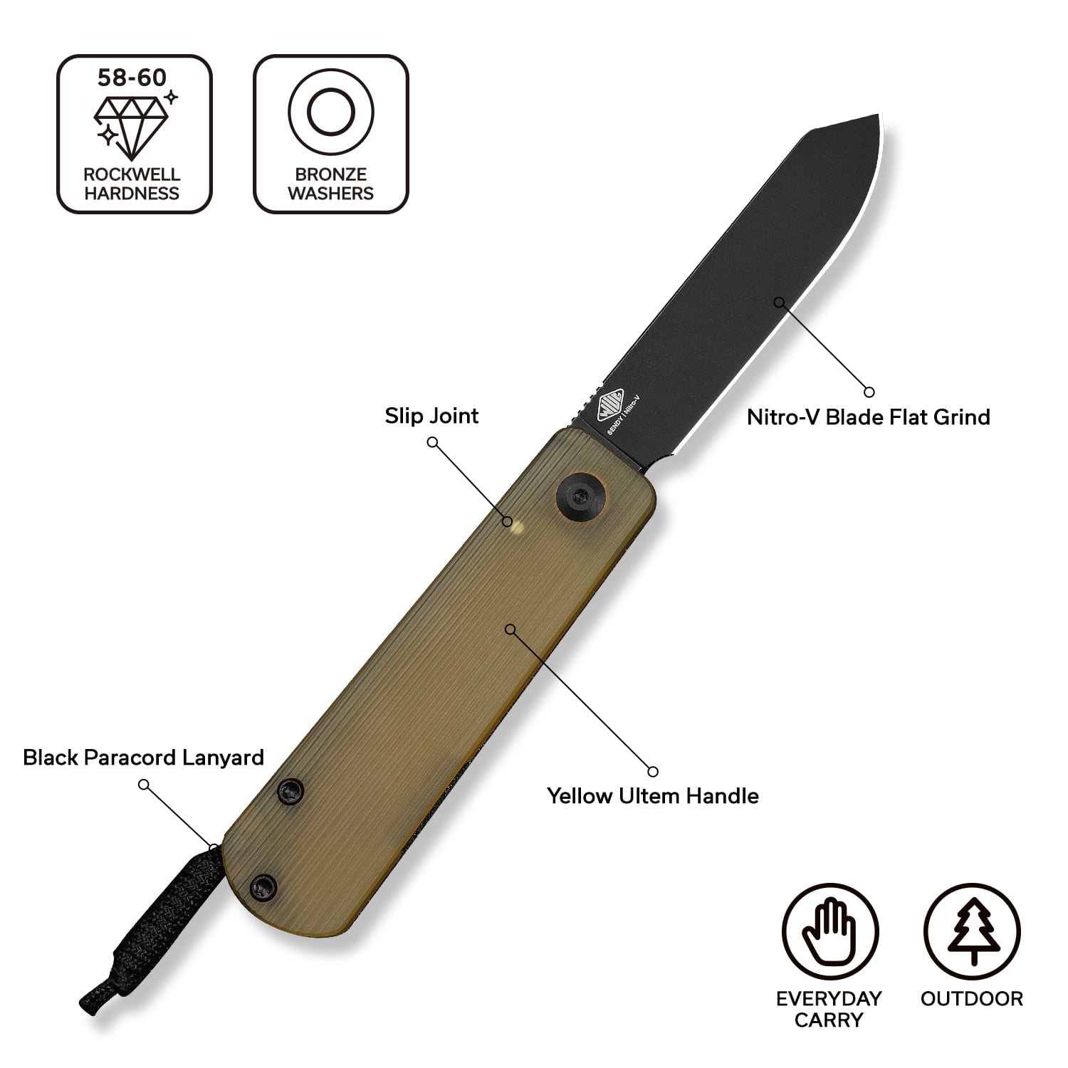 CIVIVI Knives Slippy Sendy Amber Ultem & Nitro-V Stainless Steel Pocket Knife C24075A-1