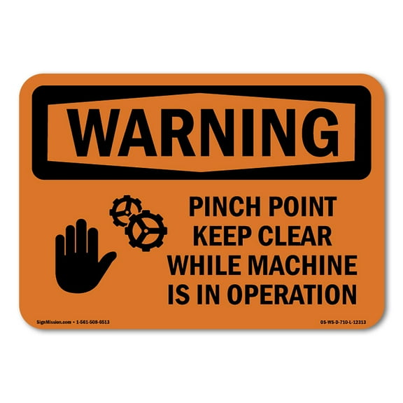 OSHA WARNING Sign - Pinch Point Keep Clear While With Symbol | Plastic Sign | Protect Your Business, Work Site, Warehouse & Shop Area | Made in the USA