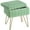 Green, variant on Vanity Stool Chair Faux Fur with Storage, 15.7"L x 11.8"W x 19.4"H Soft Ottoman 4 Metal Legs with Anti-Slip Feet, Furry Padded Seat, Modern Multifunctional Chairs for Makeup, Bedroom White
