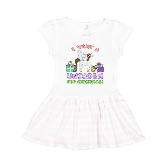Inktastic I Want a Unicorn for Christmas with Presents Girls Toddler Dress