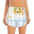 thumbnail image 2 of Rateoe Corgi In The Shower Cap Bathing Printed 2 in 1 Women's Workout Shorts for Athletic Gym Running Shorts with Phone Pockets-Medium, 2 of 7