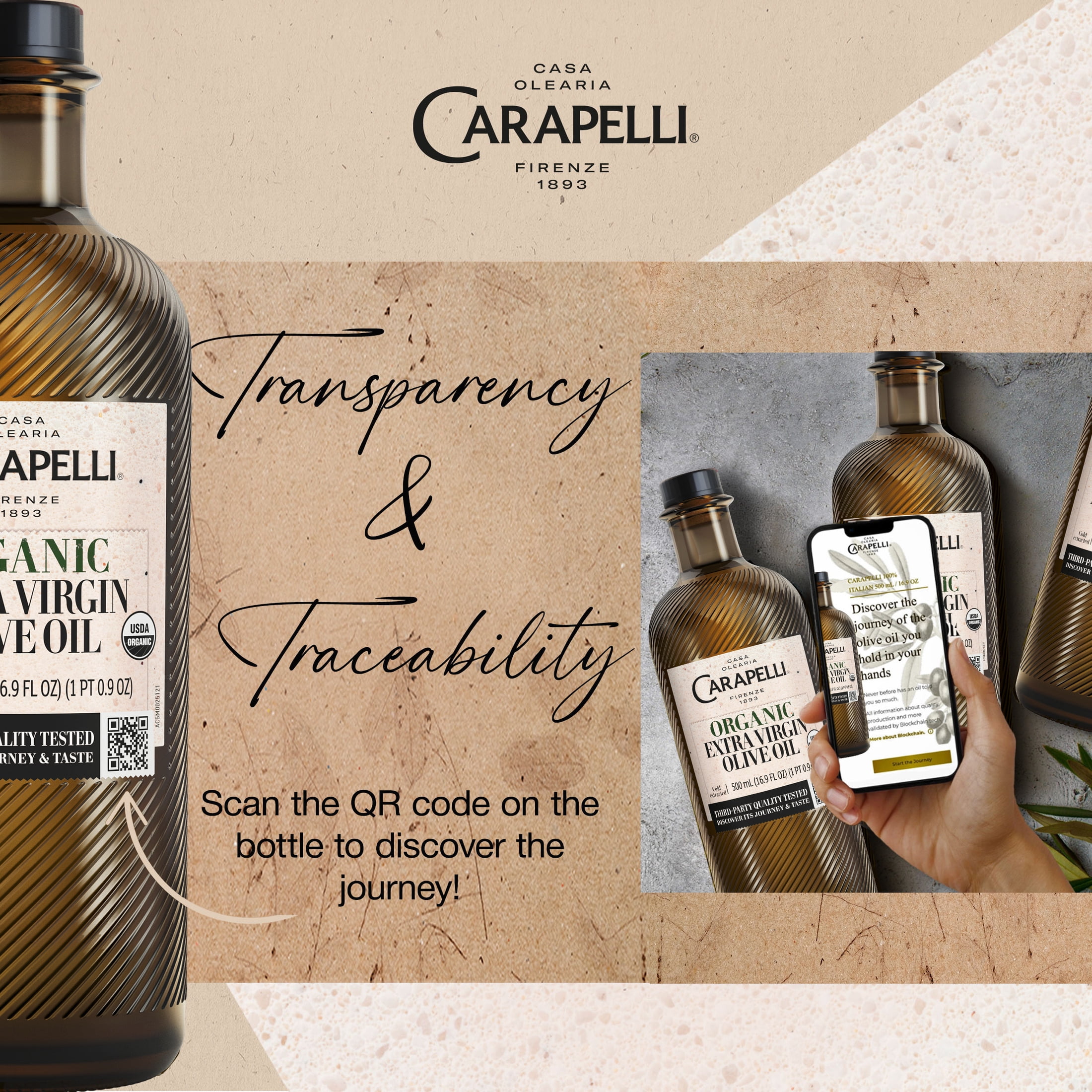 Carapelli Organic Extra Virgin Olive Oil, Cold Extracted, Contains Polyphenols and Antioxidants, 16.9 oz