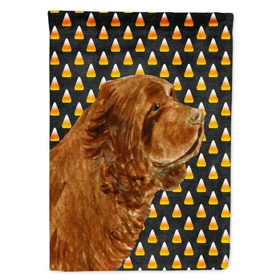 Carolines Treasures SS4303-FLAG-PARENT Sussex Spaniel Candy Corn Halloween Portrait Flag  multicolor