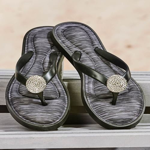 Bigbolo Memory Foam Sandals with Bling AccentBlack 10