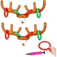 thumbnail image 1 of Juego de lanzamiento de anillos de asta de reno inflable de 2 piezas, suministros para juegos de fiesta de Navidad, juego de gancho de lanzamiento de anillos para niños, adultos, juegos de N, 1 of 5