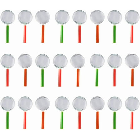 Kicko Plastic Magnifying Glass - Pack of 24-4.25 Inches Assorted Colors - Mini Handheld