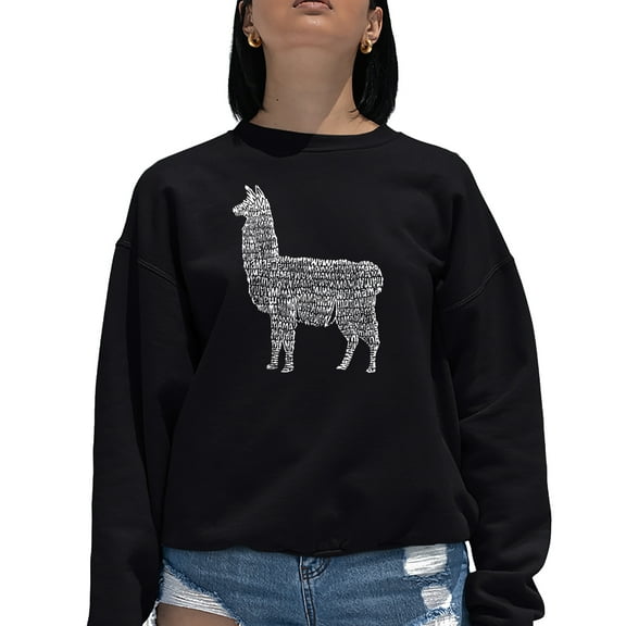 Women's Word Art Crewneck Sweatshirt - Llama Mama