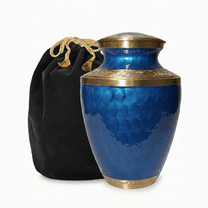 AHG Cremation Urn for Human Ashes - Large Adult Urns for Ashes - Funeral Urn for Men & Women - Memorial Urns for Loved Ones - Burial Urn for Home - Blue