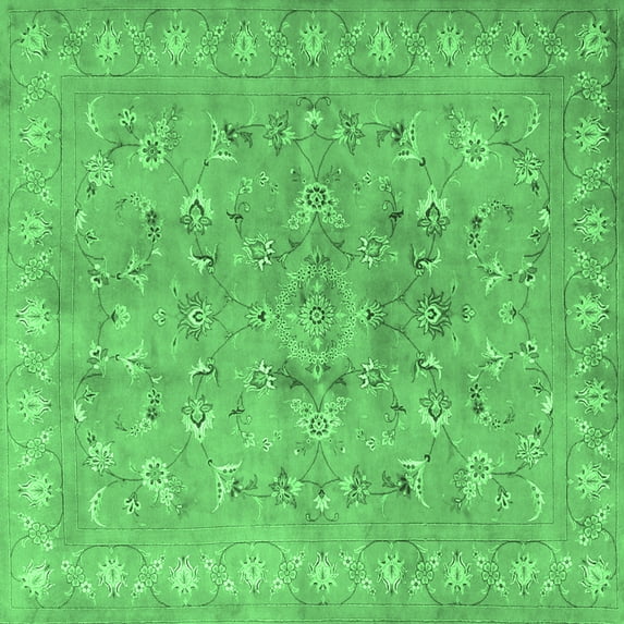 Ahgly Company Indoor Square Persian Emerald Green Traditional Area Rugs, 5' Square