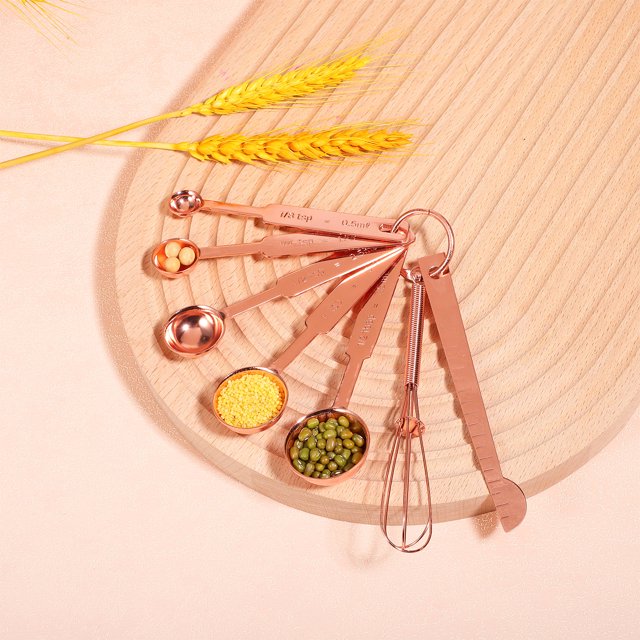IFANLANDOR De Cucharas Y Tazas Medidoras Con Para Mezclar En Acero Rosa
