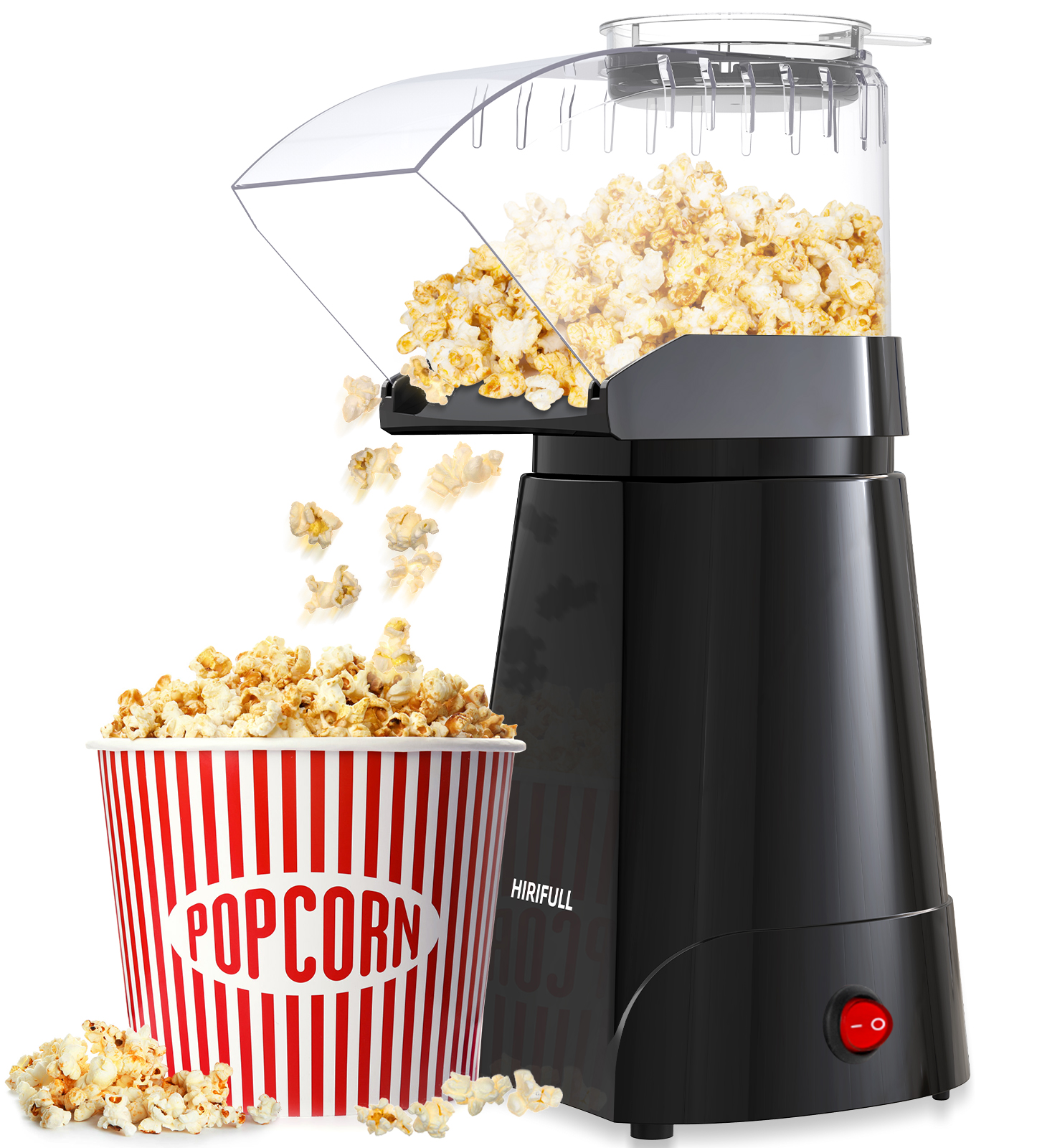 HIRIFULL Hot Air Popcorn Machine, Household Popcorn Maker for Healthy