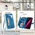 thumbnail image 2 of Allytech Wallet Case for T-Mobile REVVL 6 5G, Embossed Luxury PU Leather Flip Case with Kickstand & Card Cash Slots, Slim Zipper Pocket Detachable Wrist Strap Magnetic Clasp Anti-Drop Case - Blue, 2 of 8
