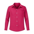 thumbnail image 6 of Nfurl Women Soft Cotton Button Down Shirts Dressy Casual Long Sleeve Lapel Collar Shirt Loose Fit Solid Color Tops for Work Business Hot Pink S, 6 of 7
