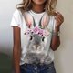 thumbnail image 2 of Blusa de manga corta con cuello redondo para mujer a la moda, camisetas sueltas con estampado Fridja bn6627, 2 of 5