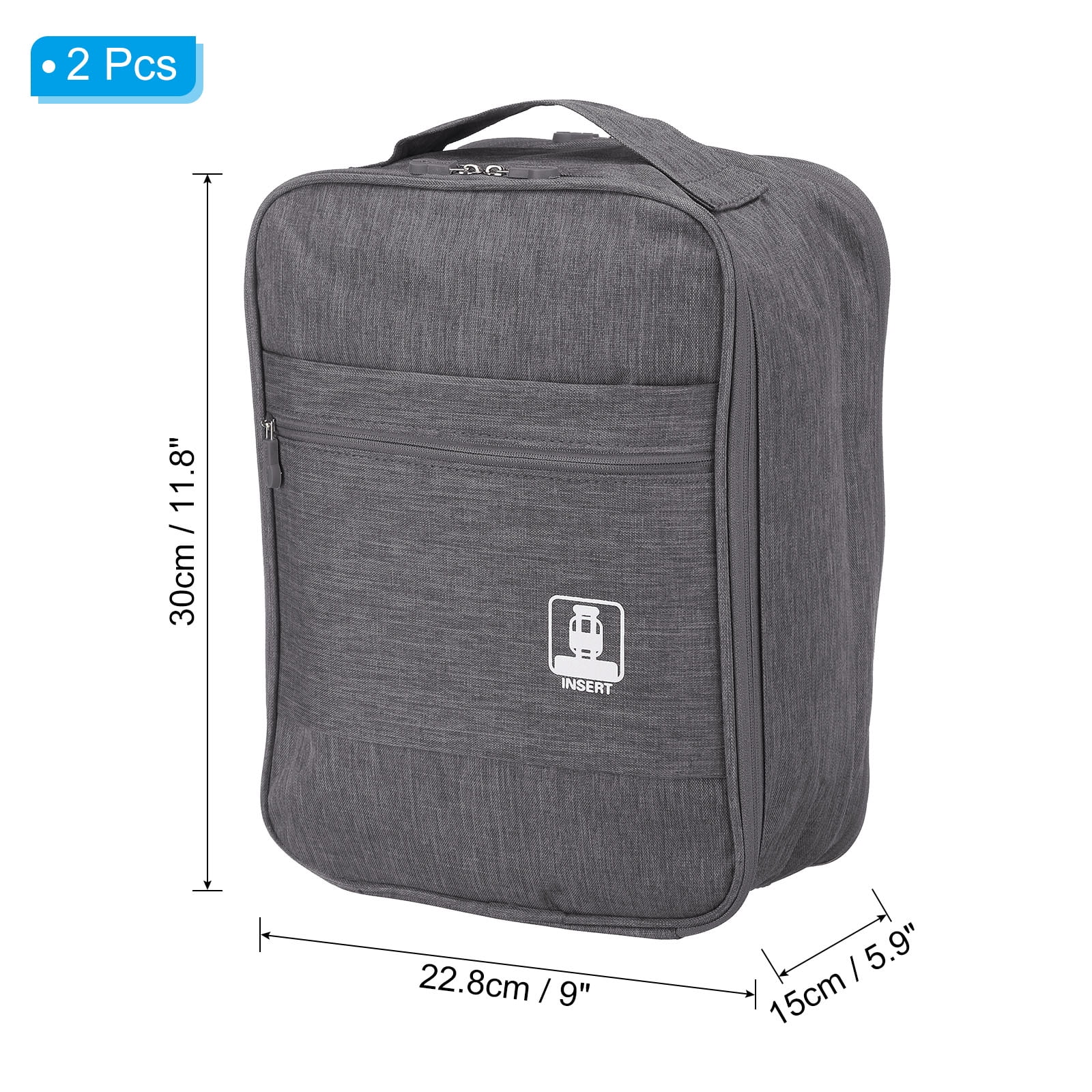 Uxcell Shoe Bags for Travel, Holds 3 Pairs of Shoes, Travel Accessories for Packing, Gray 2 Pack