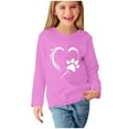 thumbnail image 2 of ATOGUTA Shirt for Girls Pink Long Sleeve Shirts Soft Crewneck Long-Sleeve T-Shirts Graphic Tees Size 3T-14, 2 of 4