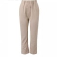 thumbnail image 3 of Pantalones casuales elegantes de lino y algodón con bolsillos rectos para uso diario, 3 of 6