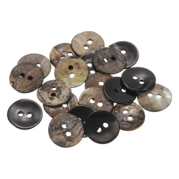 20Pack Shell Buttons, 15mm 2 Hole Mother of Pearl Sewing Buttons, Black