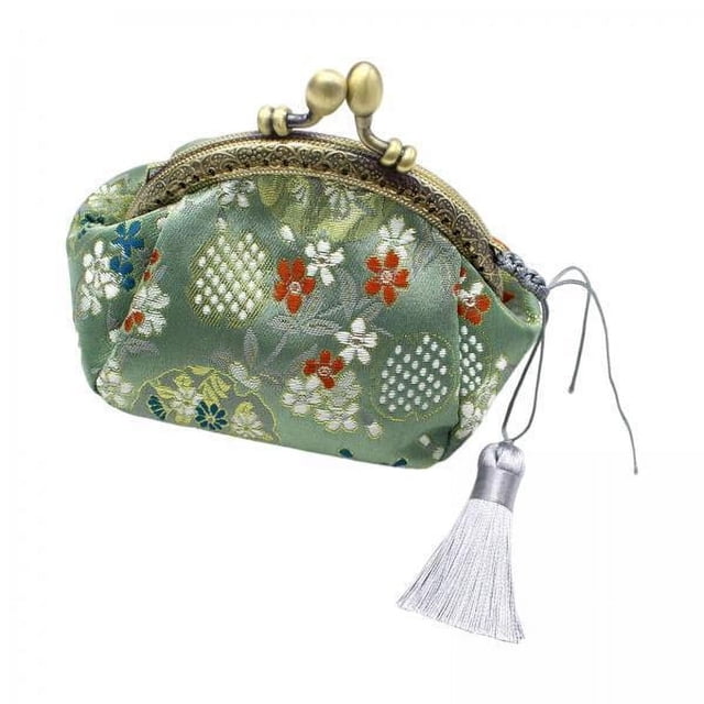 2 Monederos Con Hebilla Para Mujer, Cierre De Cierre Floral, Color Verde Oscuro