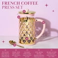 thumbnail image 3 of Paris Hilton - Cafetera de prensa francesa con cuchara medidora en forma de coraz&oacute;n, juego de 2 piezas, 8 tazas o 34 onzas, rosa, 3 of 5