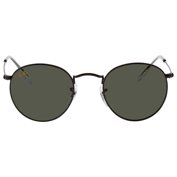 Ray-Ban Rb3447 Round Metal Sunglasses, Black/G-15 Green, 47 mm