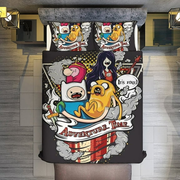 Adventure Time 3-Piece Bedding Comforter Set Bed Cover Set Soft Warm Bedding for Bedroom, Home, Hotel 86"x70"