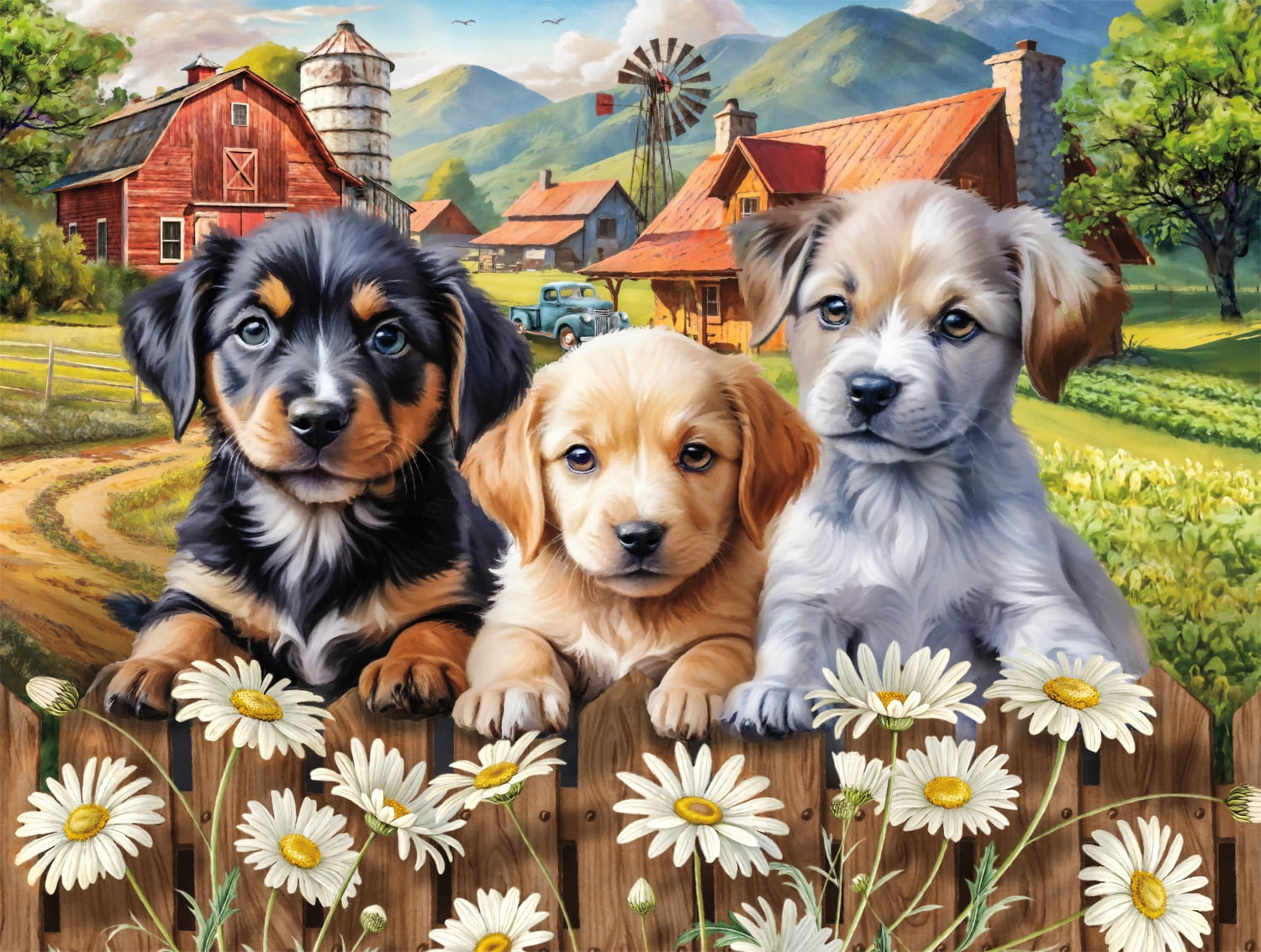 Buffalo Games Country Puppies 750-Piece Interlocking Jigsaw Puzzle for Adults Ages 14-99 Years