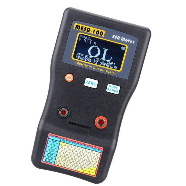 MESR-100 ESR Capacitor Tester Ohm Meter Professional Measuring Internal Resistance of Capacitor Capacitance Circuit Tester Capacitor Meter with Test Clip
