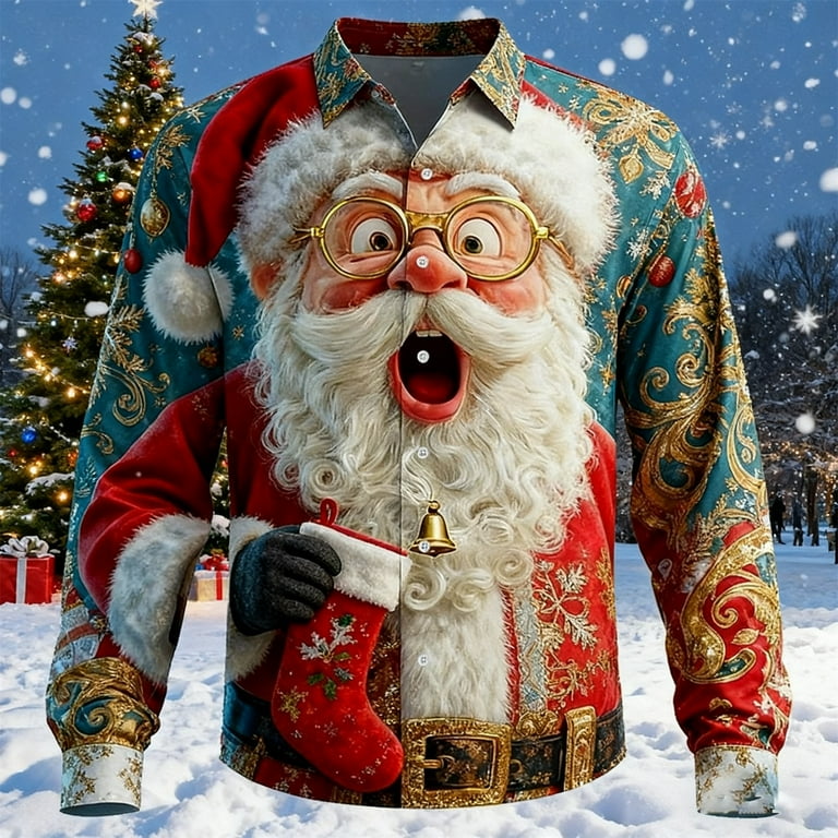 XDZJLR Christmas Shirts For Men Xmas Themed Button Down Long Sleeve Shirt  Festive Holiday Dress Shirt Comfortable Casual Formal Wear Blouse Red  Xxxxxl - Walmart.com