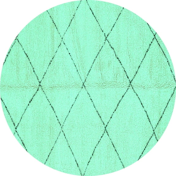 Ahgly Company Indoor Round Solid Turquoise Blue Modern Area Rugs, 5' Round
