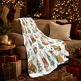 thumbnail image 3 of Christmas Woodland Animals With Presents Flannel Blanket, Snowy Pine Tree Home Decor For Bedroom, Dorm And Nursery, Cozy Christmas Gift For Kids, Families And Animal Lovers, 3 of 7