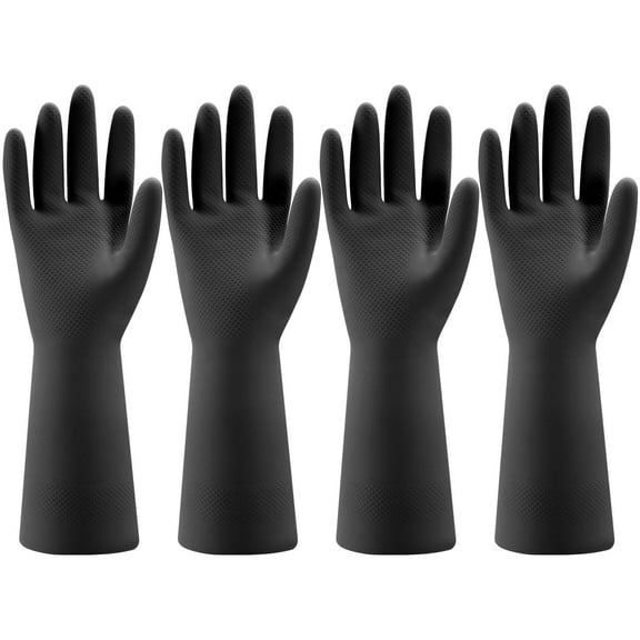 4 Pairs Rubber Kitchen Dishwashing Gloves - Reusable Household Cleaning Gloves for Washing Dishes and Cleaning Tasks