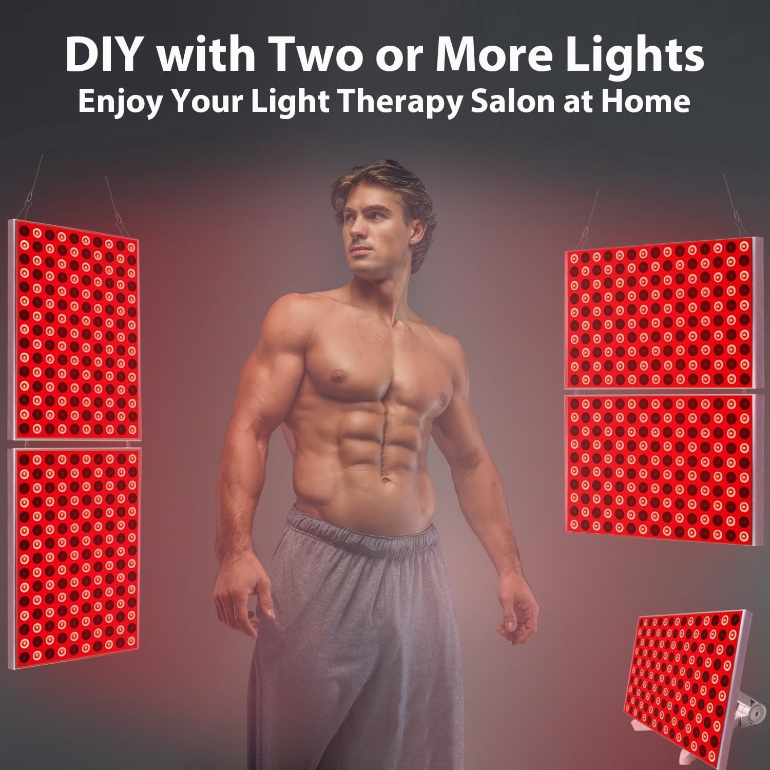 Large Red & Infrared Light Panel with Stand, 5-Wavelength System for Soothing Muscles and Enhancing Skin Radiance