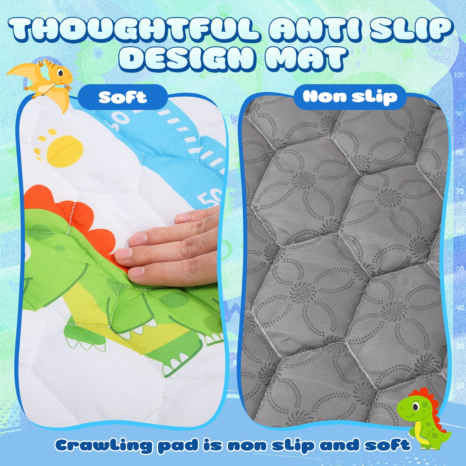 WonderStone Baby Play Mat for Floor, 50x50 Playpen Mat, Non-Slip Foldable Tummy Time Mat, Machine Washable, Soft for Babies Toddlers Infants 0-3 Years, White