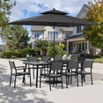 thumbnail image 2 of Crestlive Products 83" Patio Outdoor Dining Table for 6-8, Sturdy Aluminum Frame Wood-Grain Top with Umbrella Hole, Grey, 2 of 7