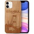 thumbnail image 1 of Case Yard Wooden Case Outside Soft TPU Silicone, Slim Fit Shockproof Wood Protective Phone Cover for Girls Boys Men and Women, Supports Wireless Charging Istanbul Bridge Design case for iPhone-12-Mini, 1 of 7