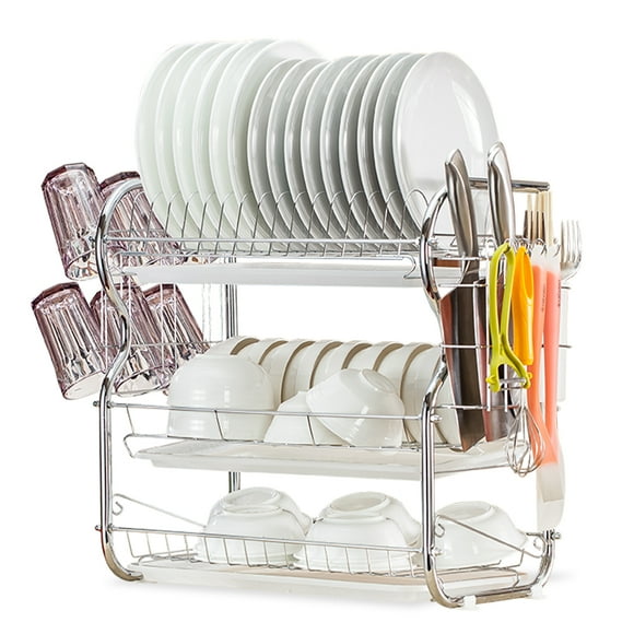 Amdohai Dish Drying Rack 3 Tier Dish Rack Steel with Removable